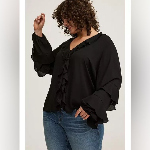 Tie-Front Ruffle Top - Picture 3 of 6